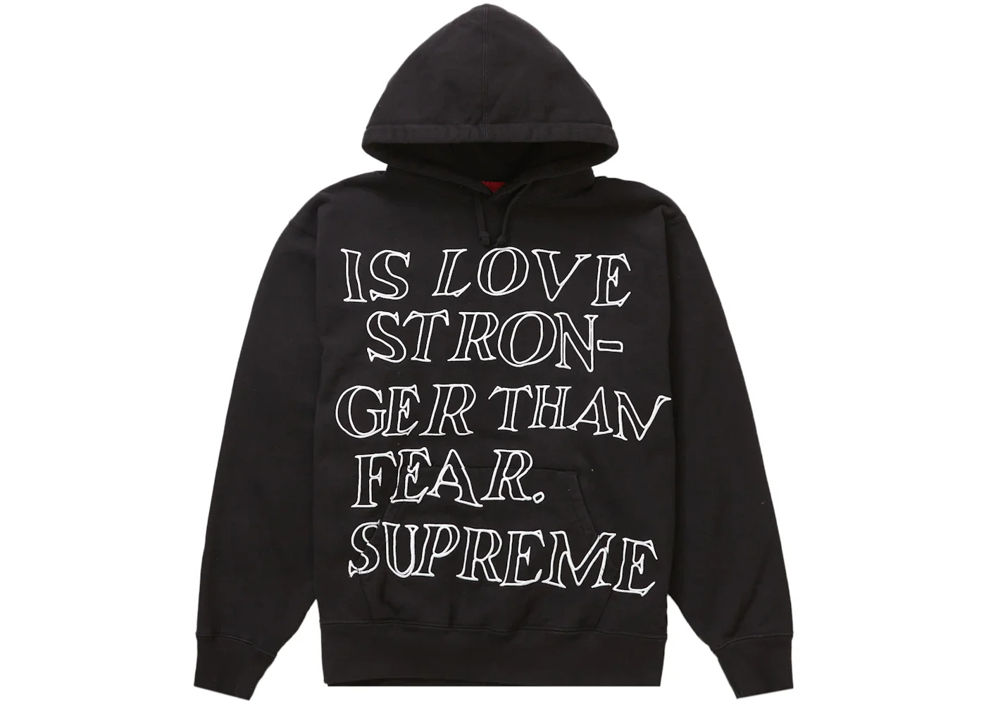 Supreme Stronger Than Fear Hooded Sweatshirt Black - 1