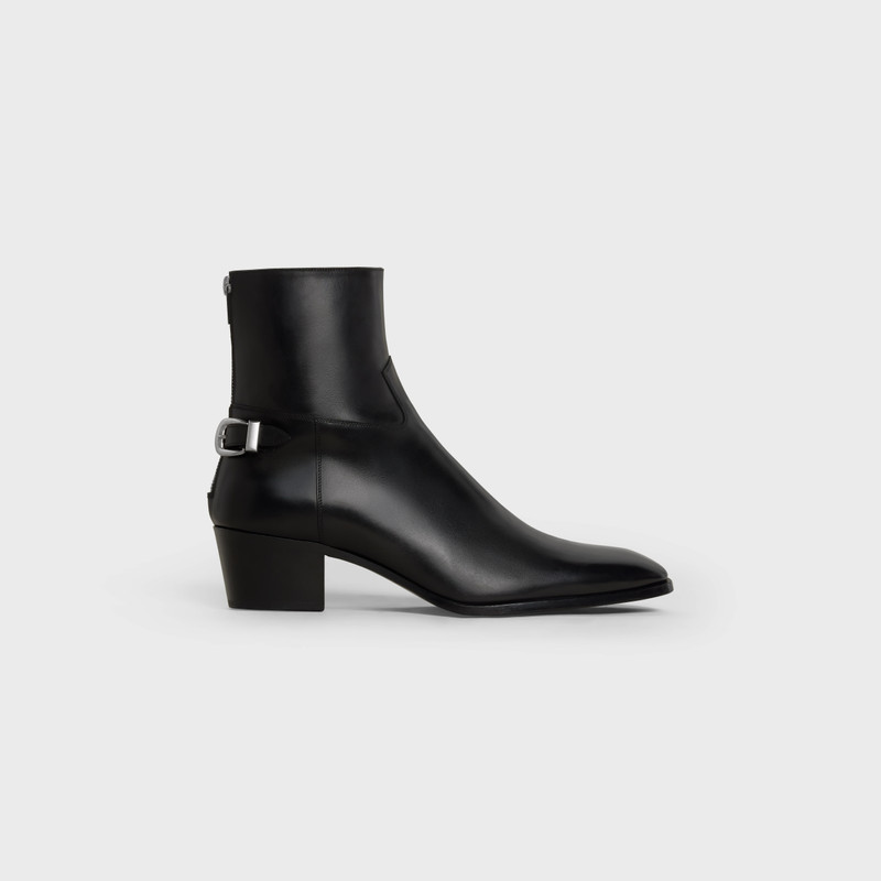 BACK BUCKLE ZIPPED ISAAC BOOT in Shiny calfskin 1