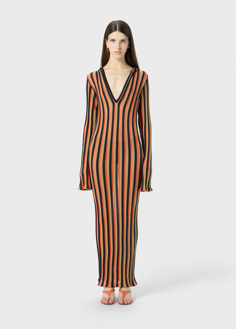 Blumarine LONG STRIPED KNIT DRESS WITH HOOD outlook