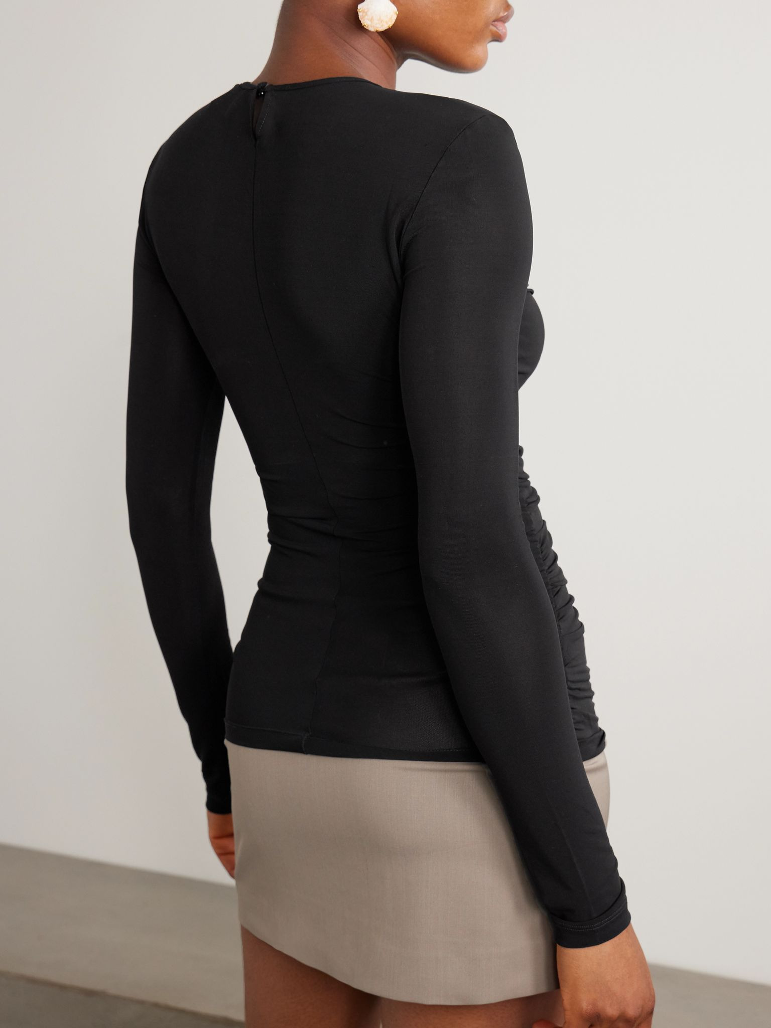 Gladice bow-detailed cutout stretch-jersey top Black - 4