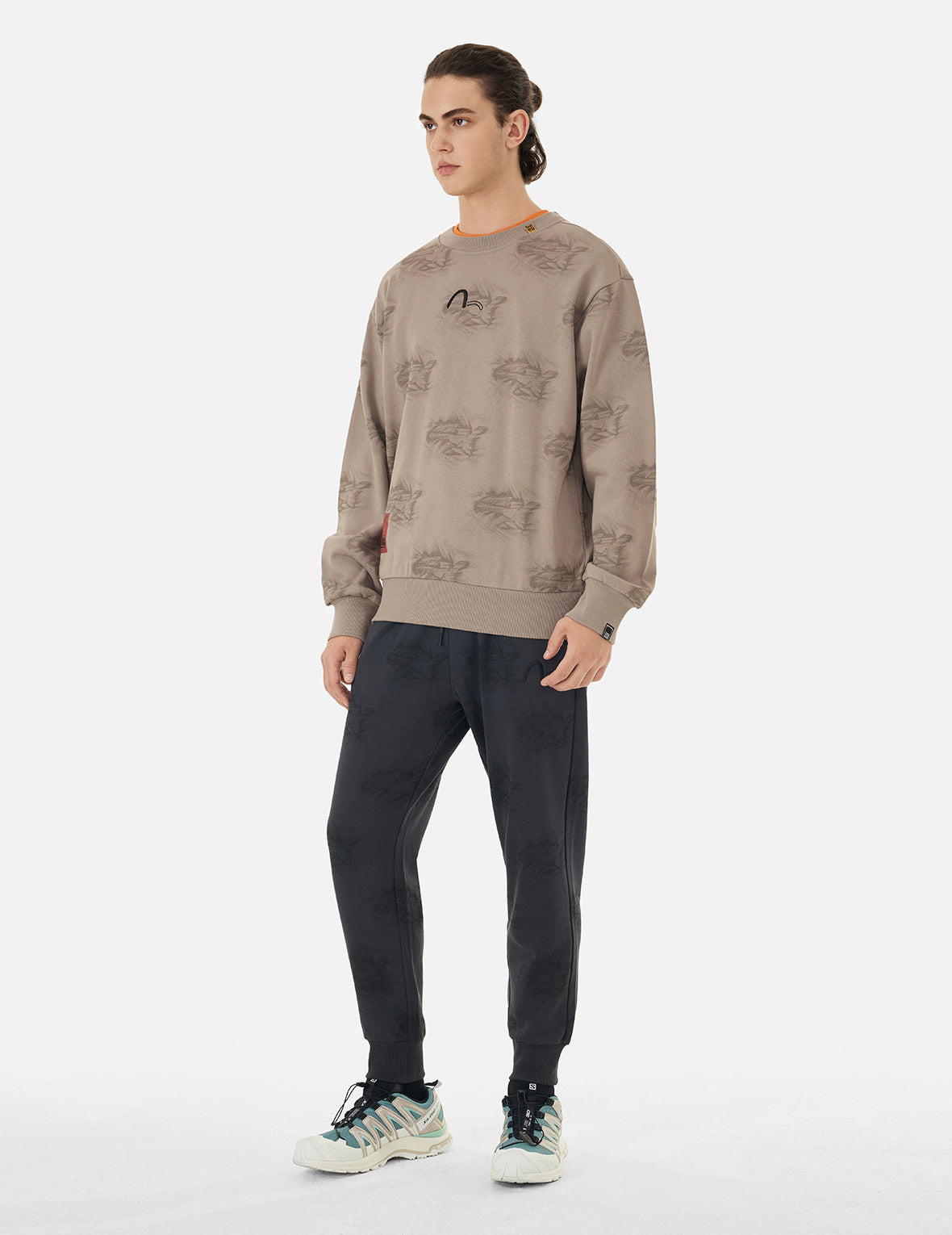 Allover Crinkle Logo Print Regular Fit Sweatshirt - 3