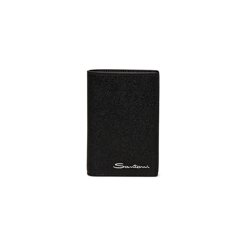 Black saffiano leather vertical wallet 1