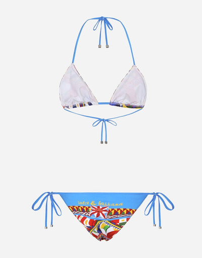 Dolce & Gabbana Carretto-print triangle bikini outlook