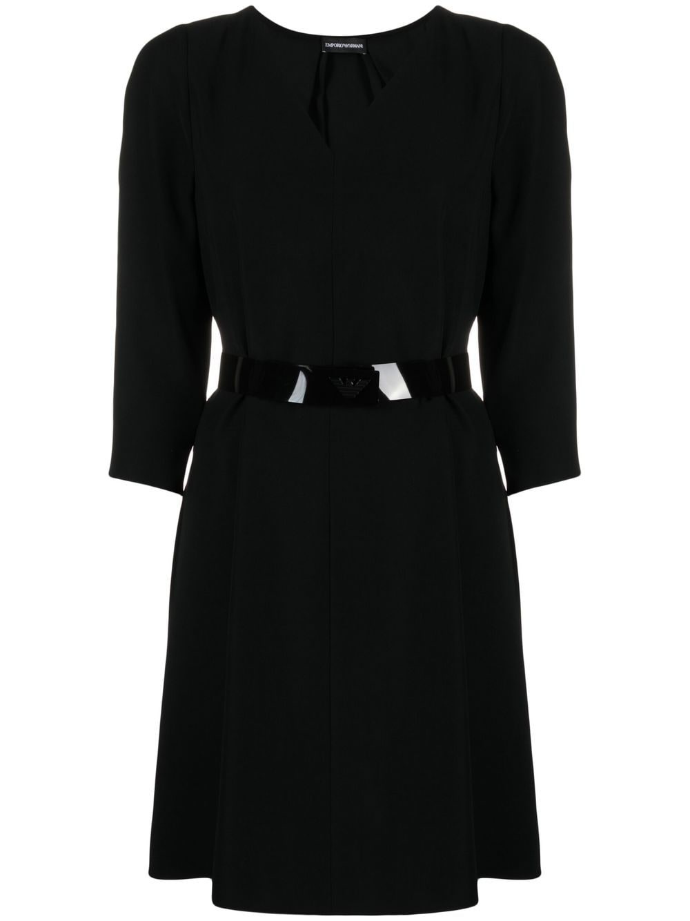 round-neck long-sleeve dress - 1