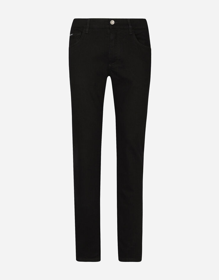 Black wash slim-fit stretch jeans - 1
