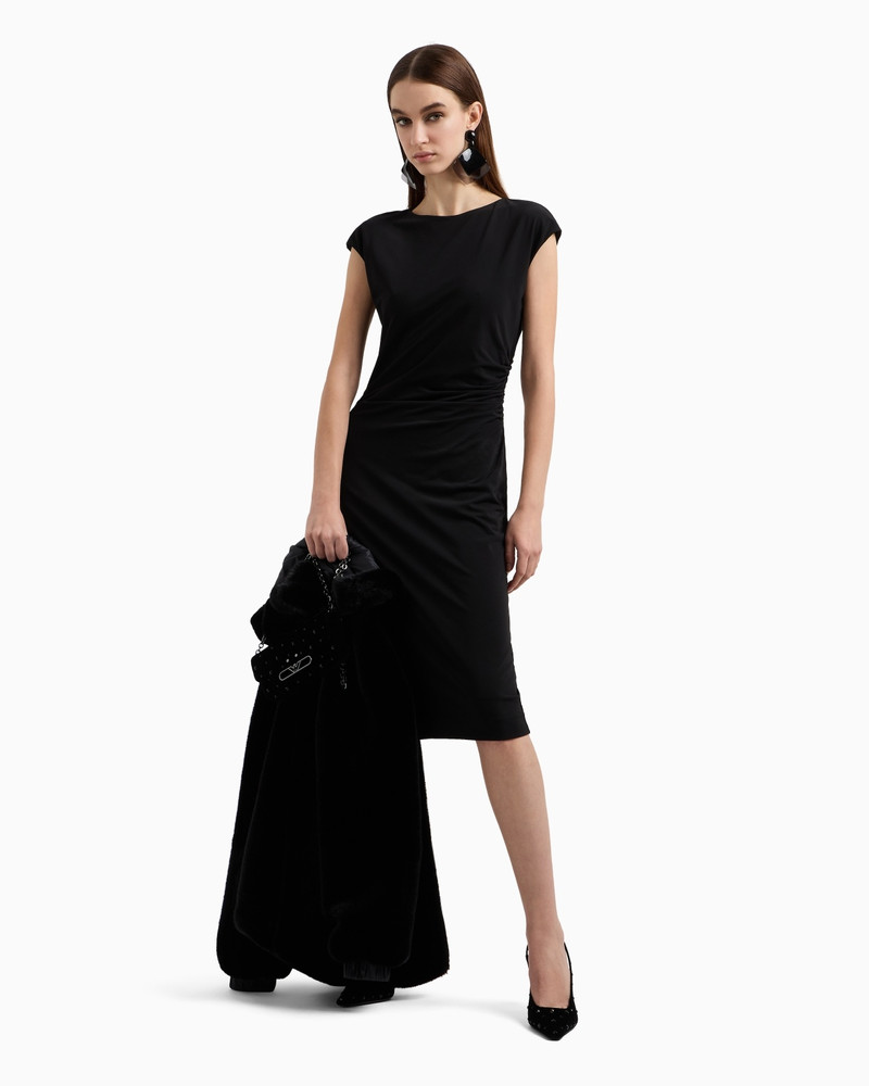 EMPORIO ARMANI SHORT-SLEEVED DRESS IN MILANO-STITCH FABRIC outlook