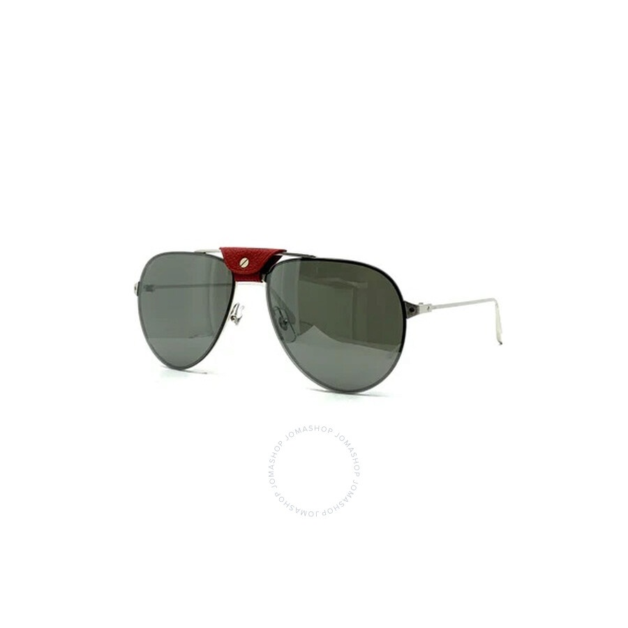 Cartier Santos De Cartier Grey Mirror Pilot Men's Sunglasses CT0166S 008 62 - 1