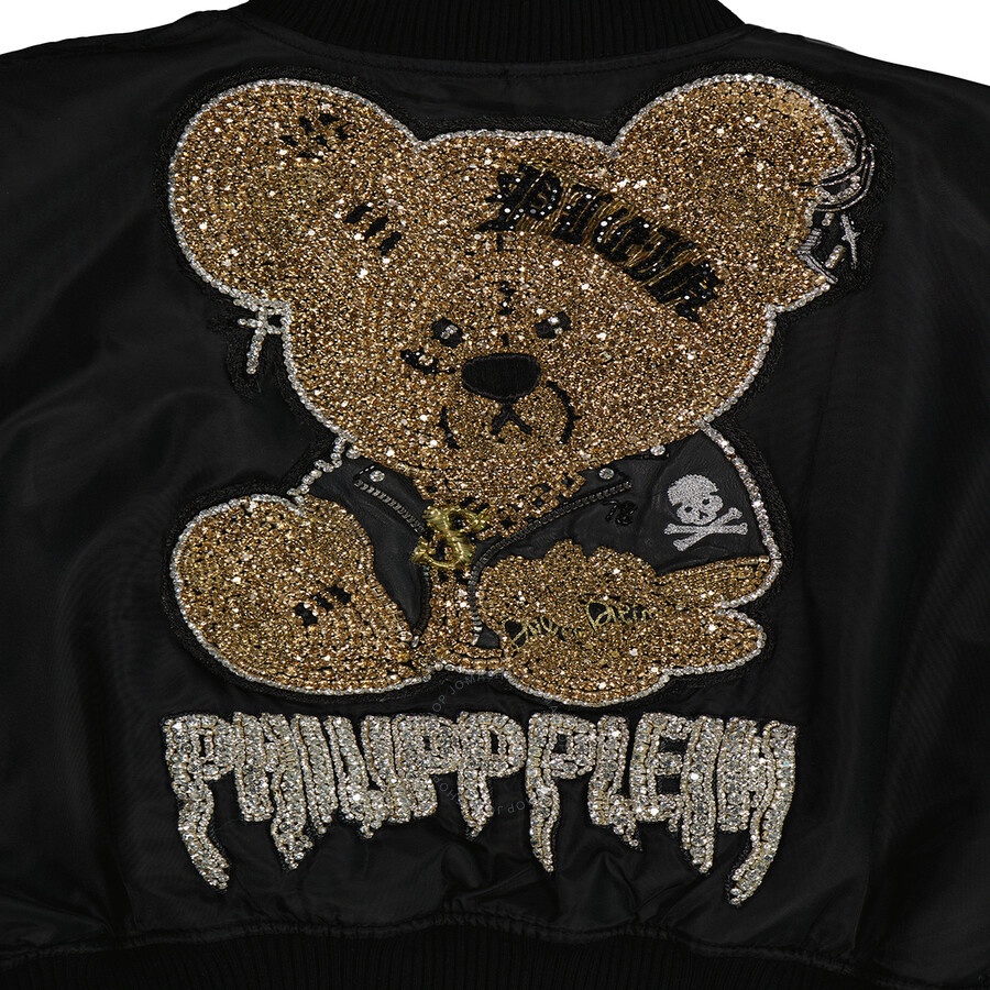 Philipp Plein Ladies Black Teddy Bear Bomber Jacket - 7