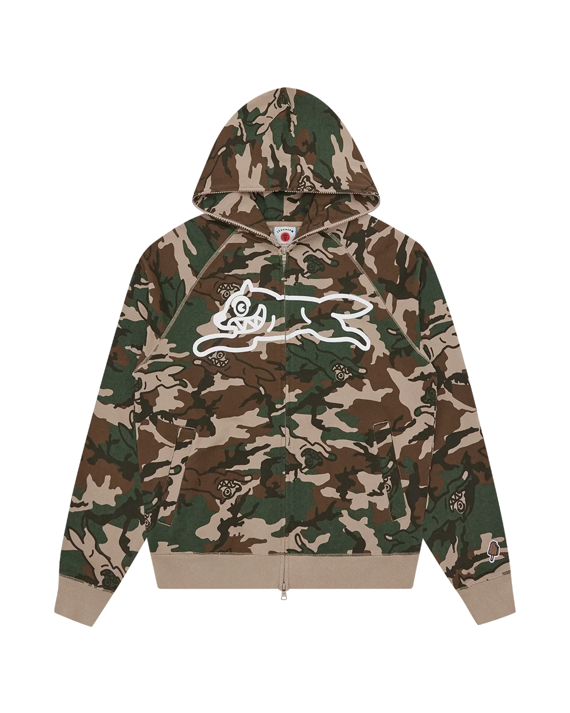 RUNNING DOG WOODLAND CAMO ZIP THROUGH HOOD - 1