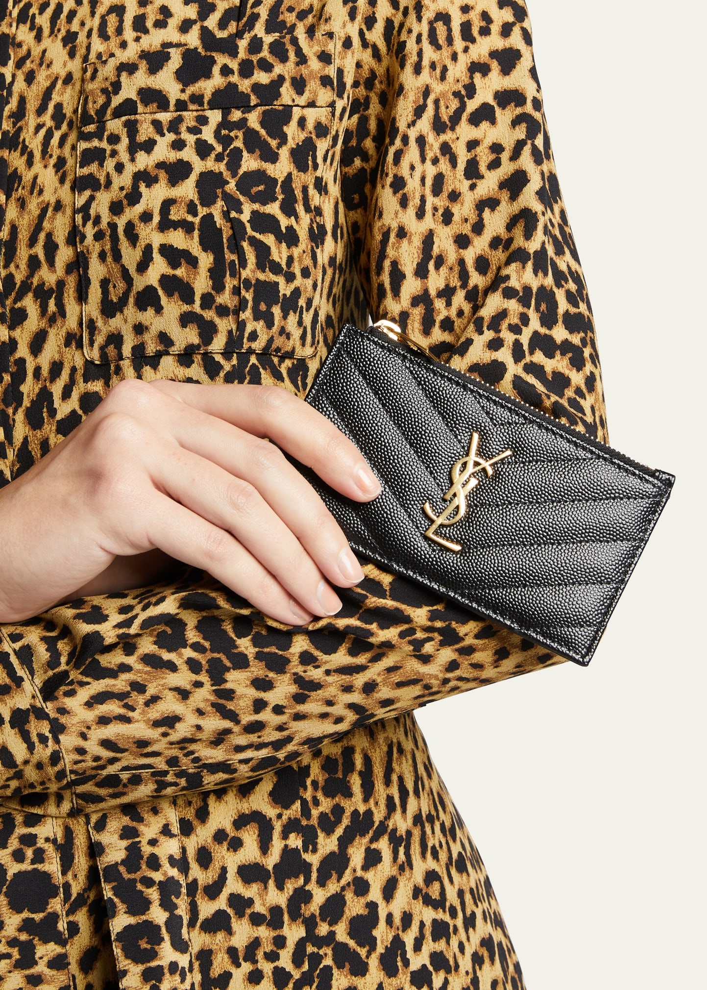 Zip Fragments YSL Monogram Pouch Card Case Wallet - 2