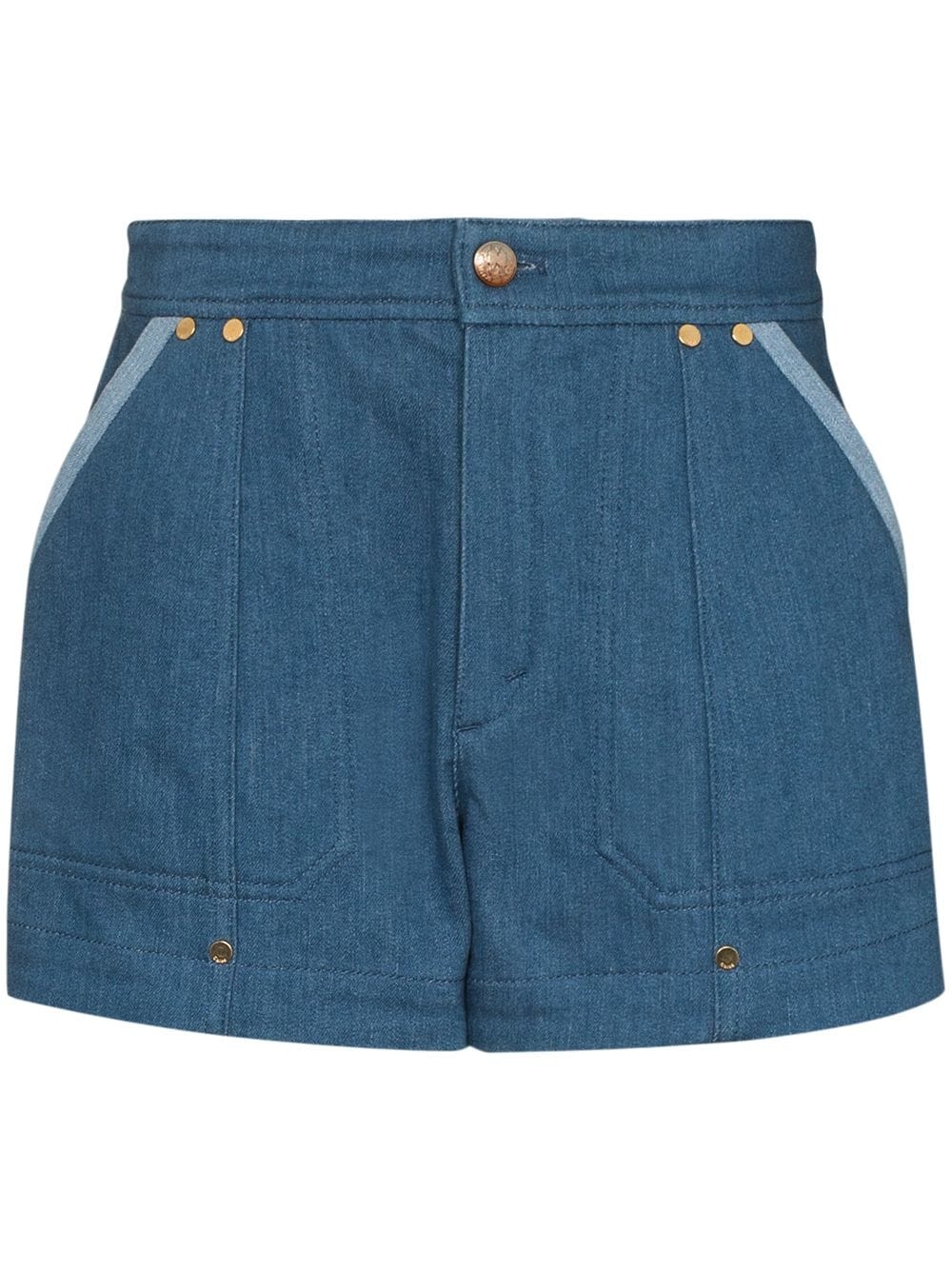 contrast-trim denim shorts - 1