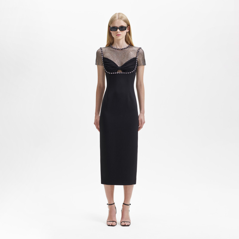 Black Crepe And Hotfix Midi Dress 1