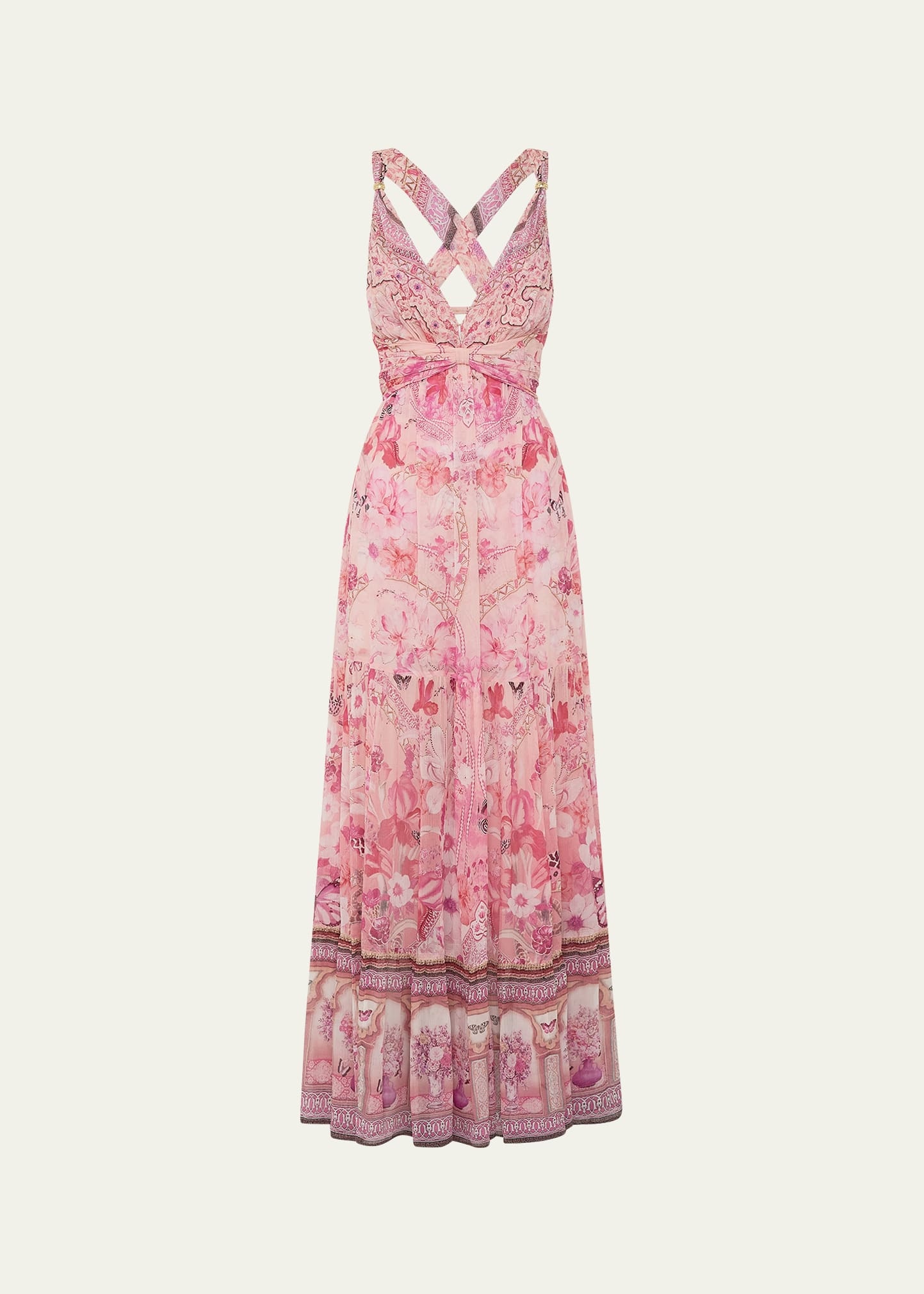 Botanical Novella Bead-Strap Gathered Panel Dress - 1