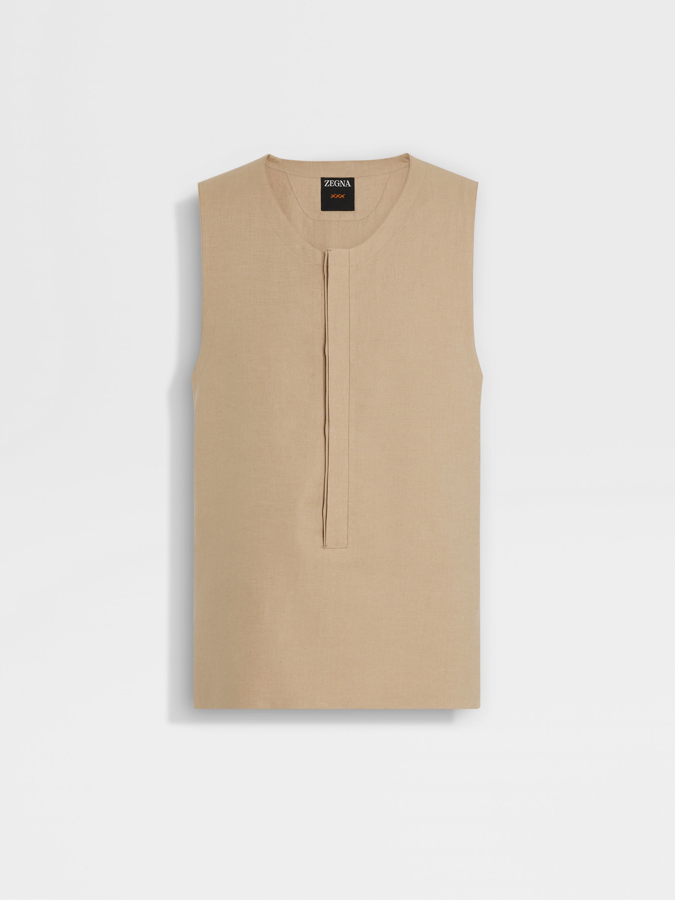 LIGHT TAUPE OASI LINO TANK SHIRT - 1