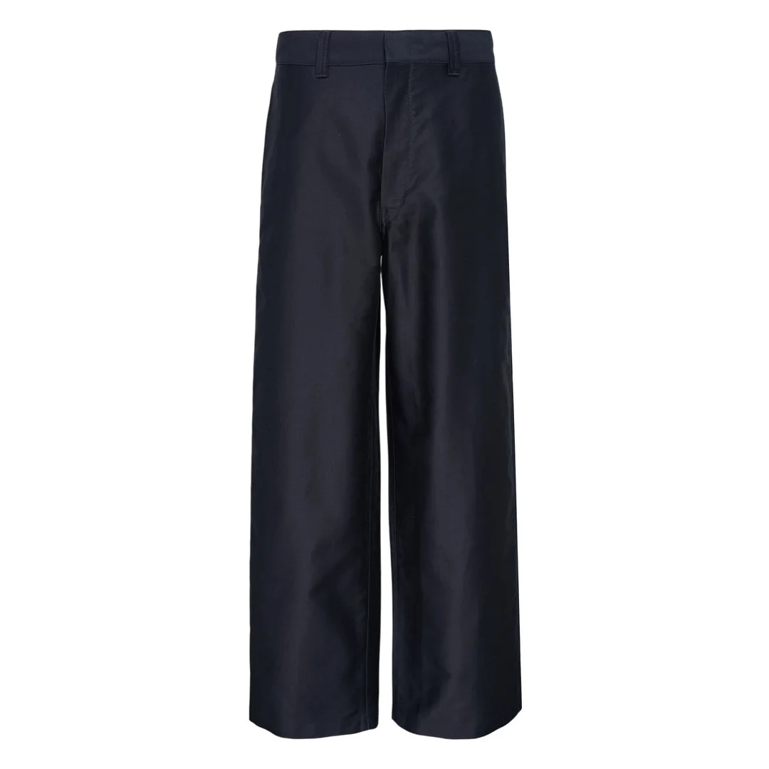 Wide Workwear Cotton Satin Pants - 1