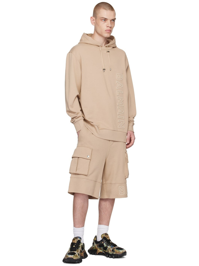 Balmain Beige Embossed Shorts outlook