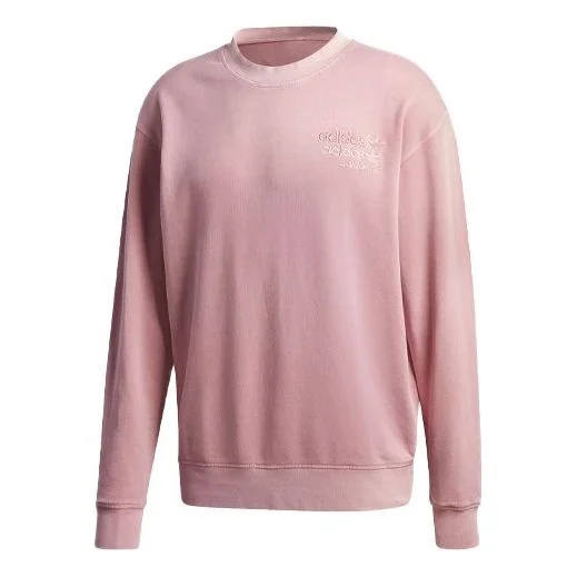 Men's adidas originals Logo Pattern Loose Round Neck Long Sleeves Pink GL6163 - 1