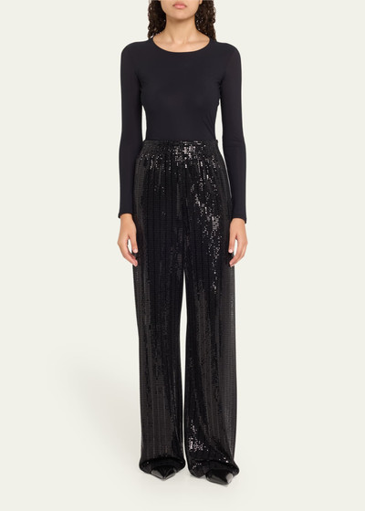 Alice + Olivia Elba Sequined Straight-Leg Pants outlook