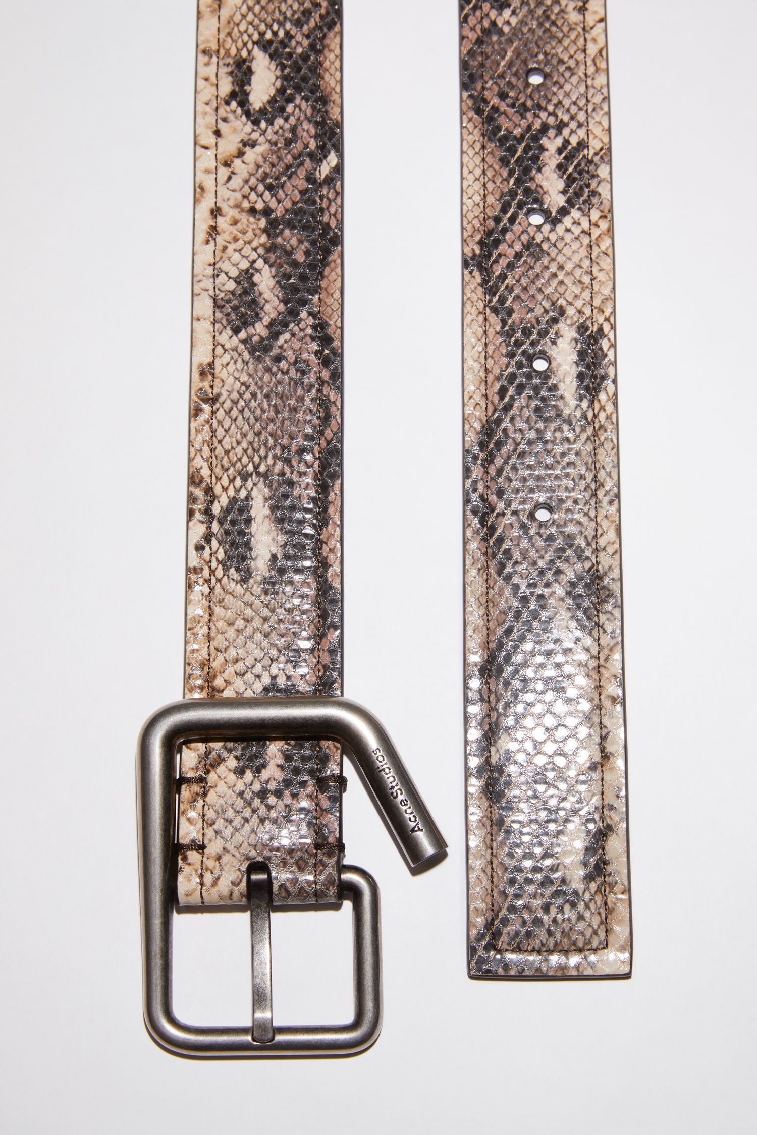 Snake print belt - Beige/black - 4