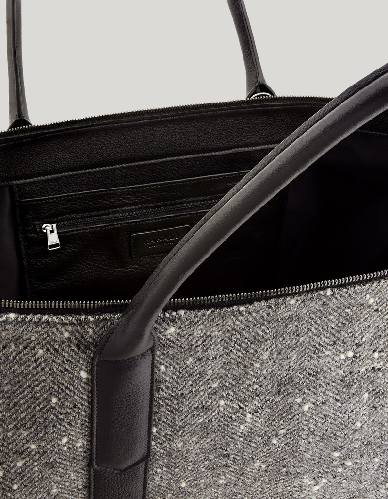 BLACK ALPACA WOOL AND HAMMERED CALFSKIN BLEND WEEKEND BAG 5