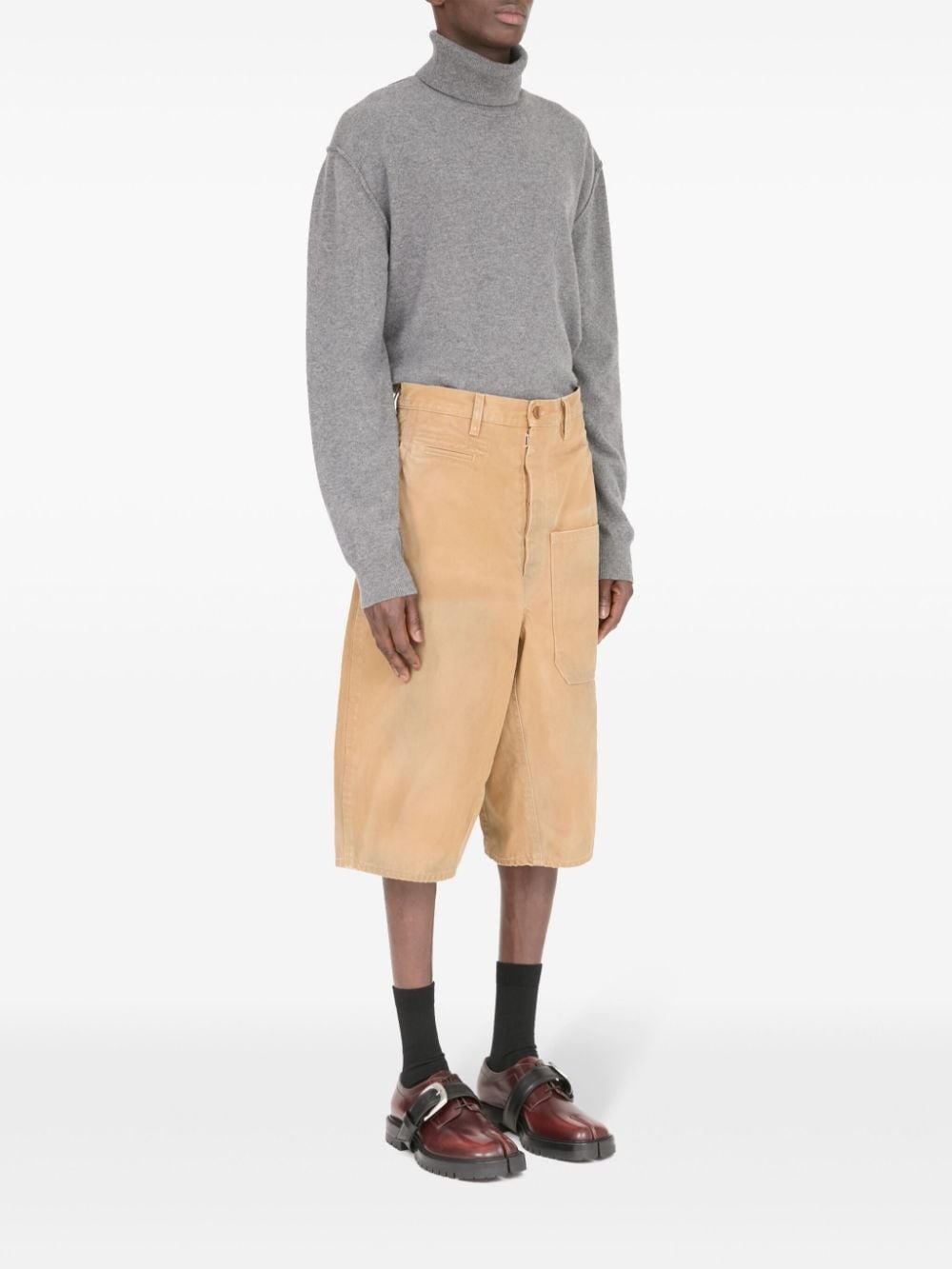high-waisted cotton shorts - 3