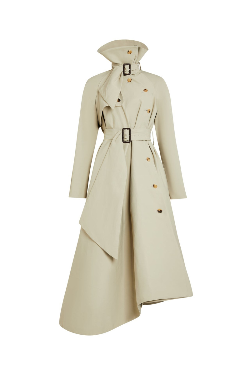 FLARED BELTED TRENCH COAT LIGHT KHAKI 3