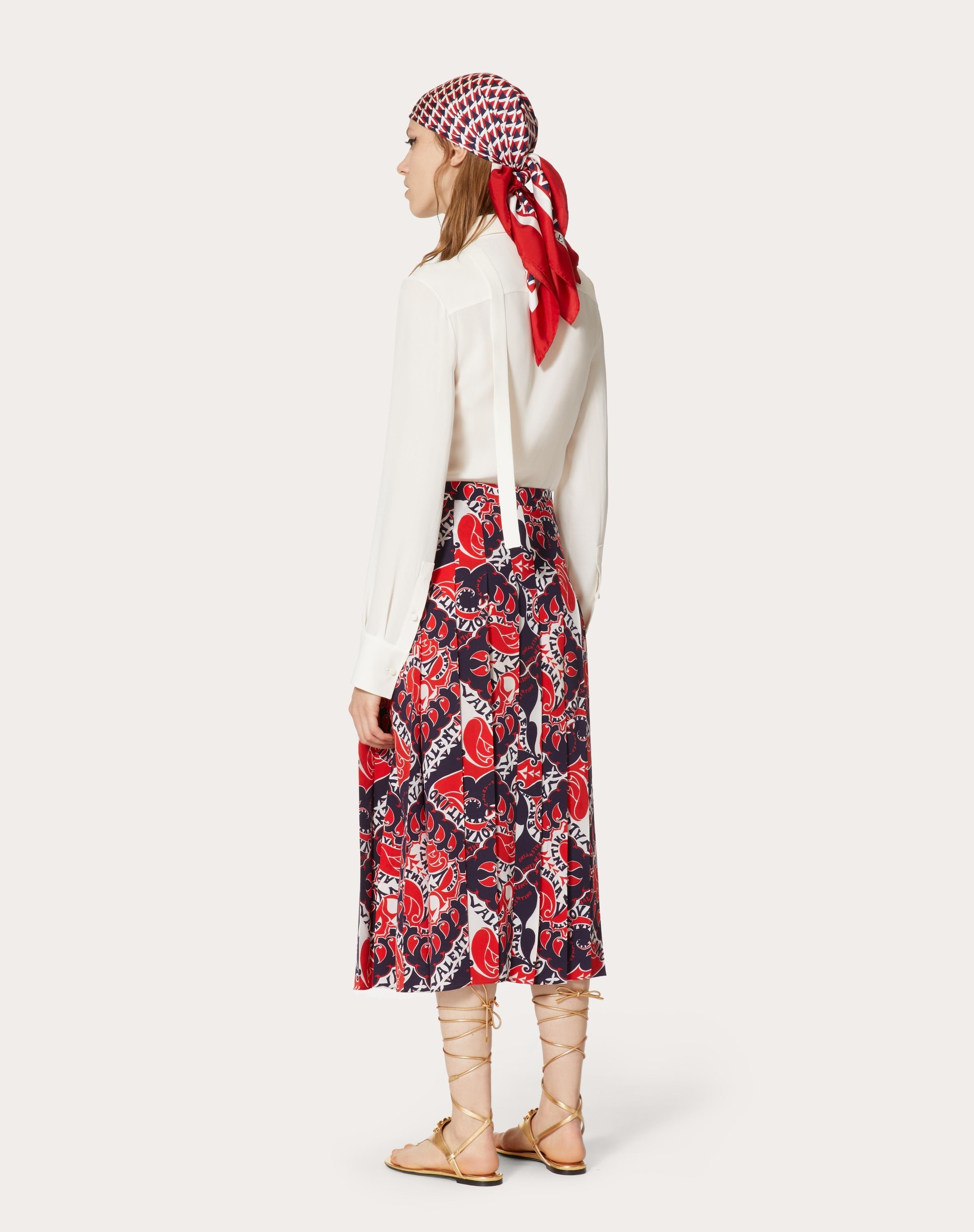 CREPE DE CHINE CHEMISIER DRESS IN ARCHIVE MANIFESTO BANDANA PRINT - 4