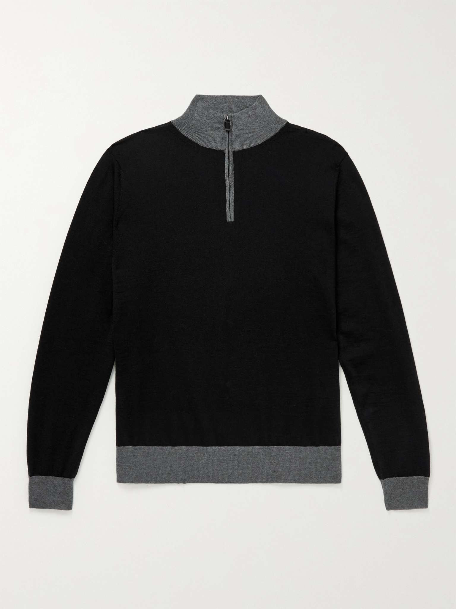 Colour-Block Wool Half-Zip Sweater - 1