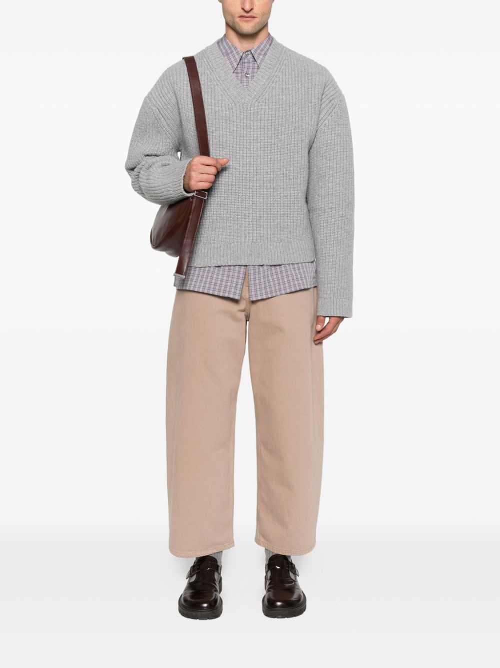 V-neck ribbed sweater - 2