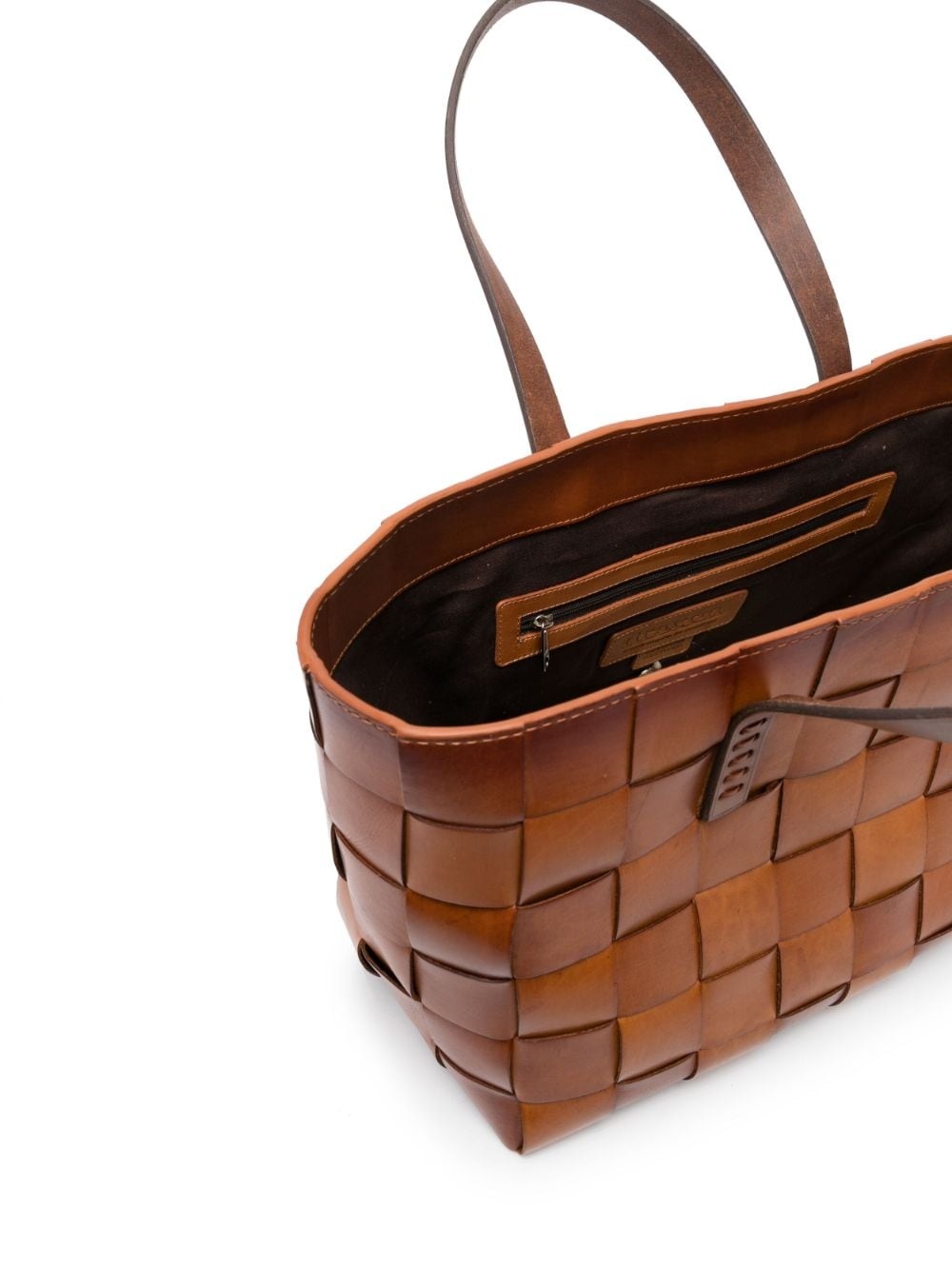 woven leather tote bag - 5