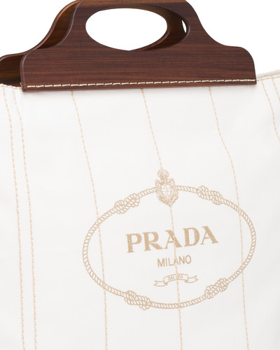 Prada Medium Tote in Canvas and Wood outlook