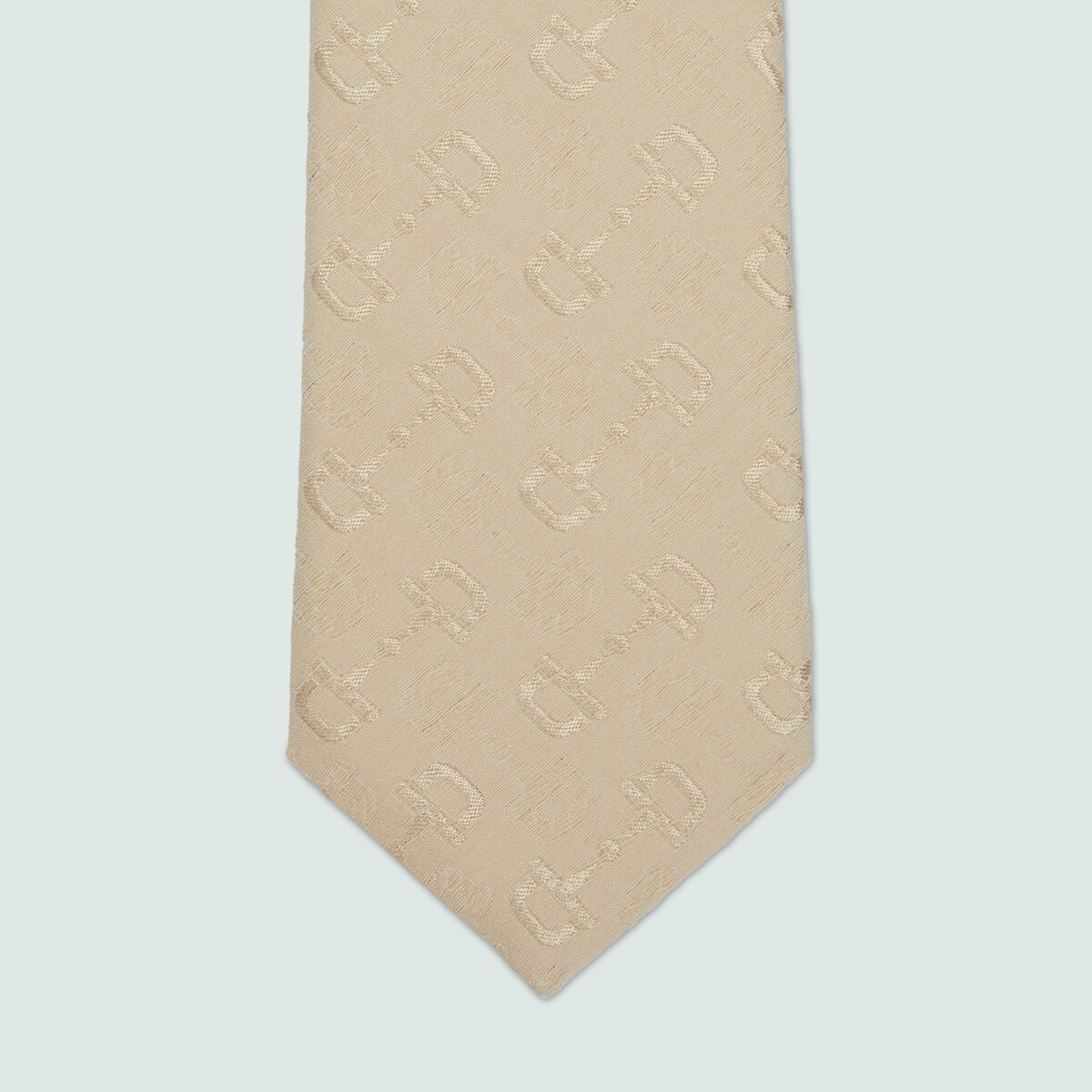 Horsebit jacquard silk wool tie - 3