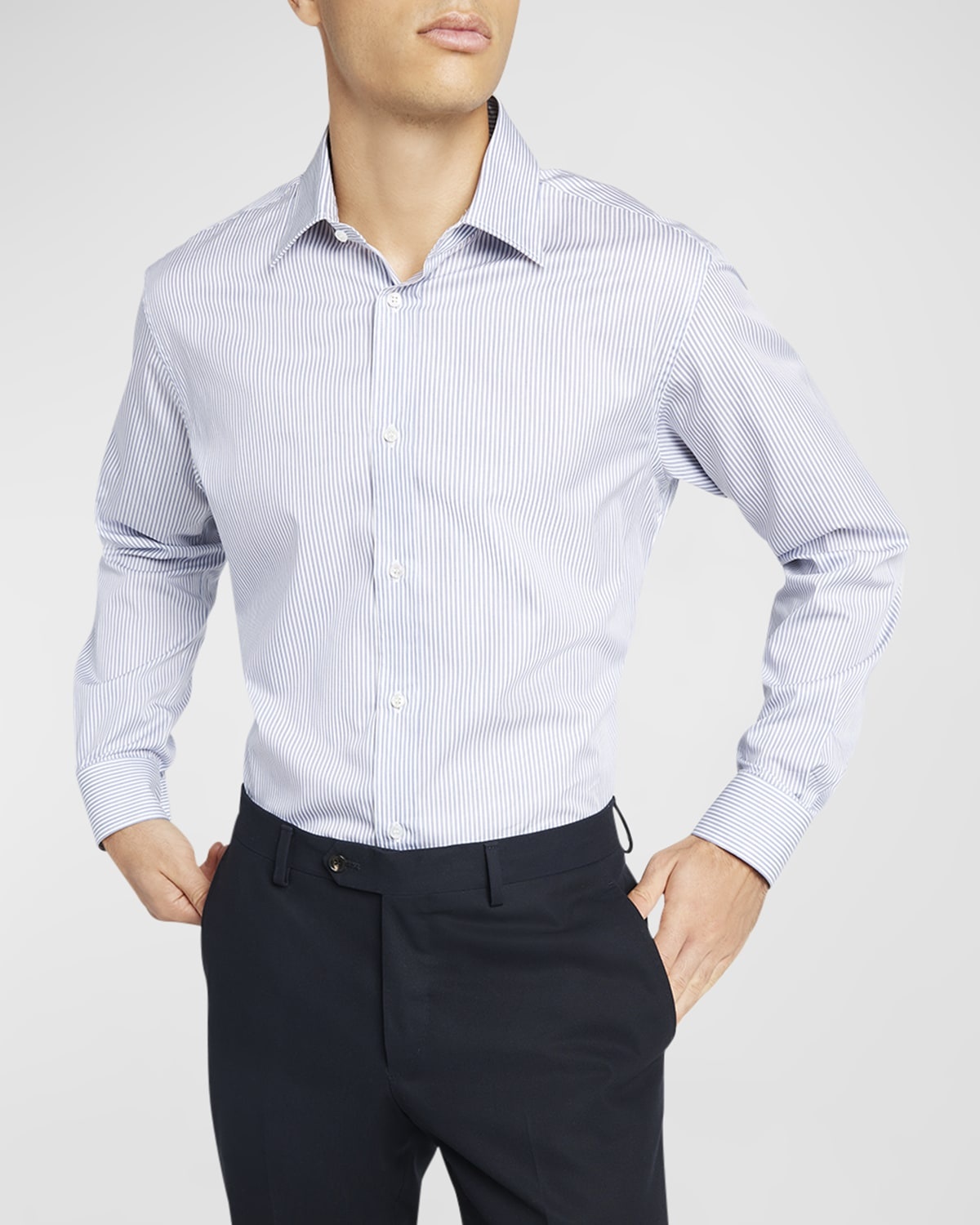 Men's Cotton Micro-Stripe Dress Shirt - 7