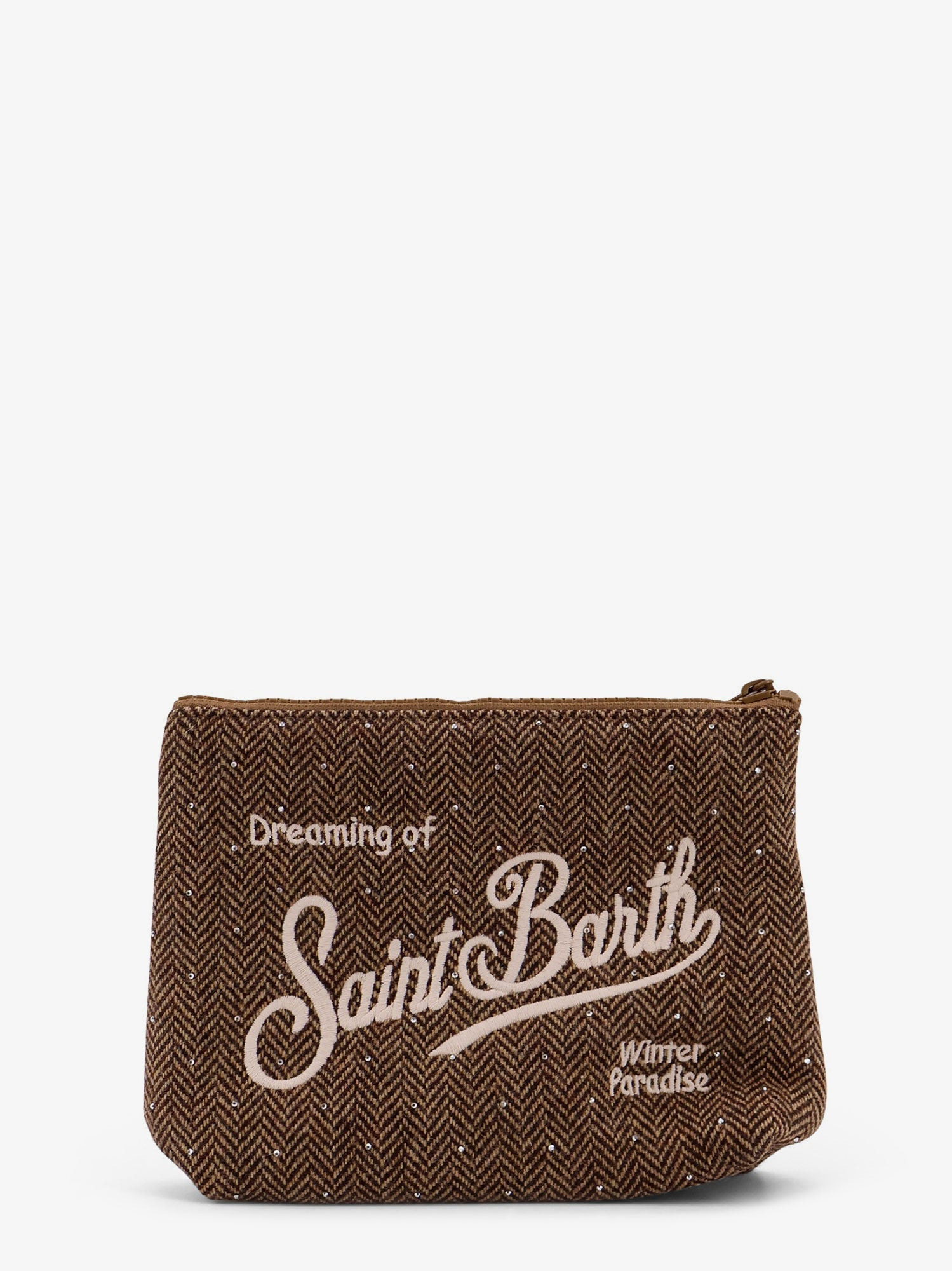 MC2 SAINT BARTH - Mc2 Saint Barth Aline Wool Clutch With Herringbone Motif And Rhinestones - 2