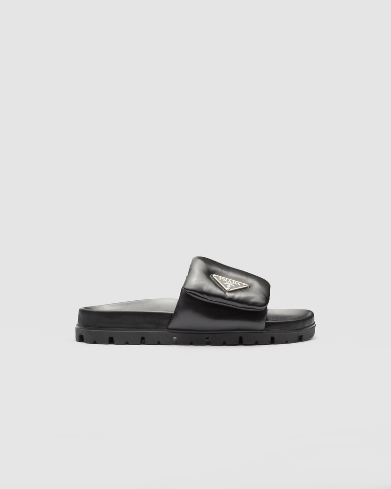 Prada Soft padded nappa leather slides outlook