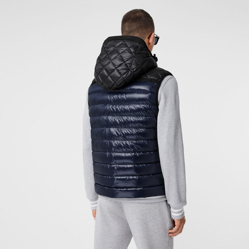 Diamond Quilted Panel Hooded Puffer Gilet 4