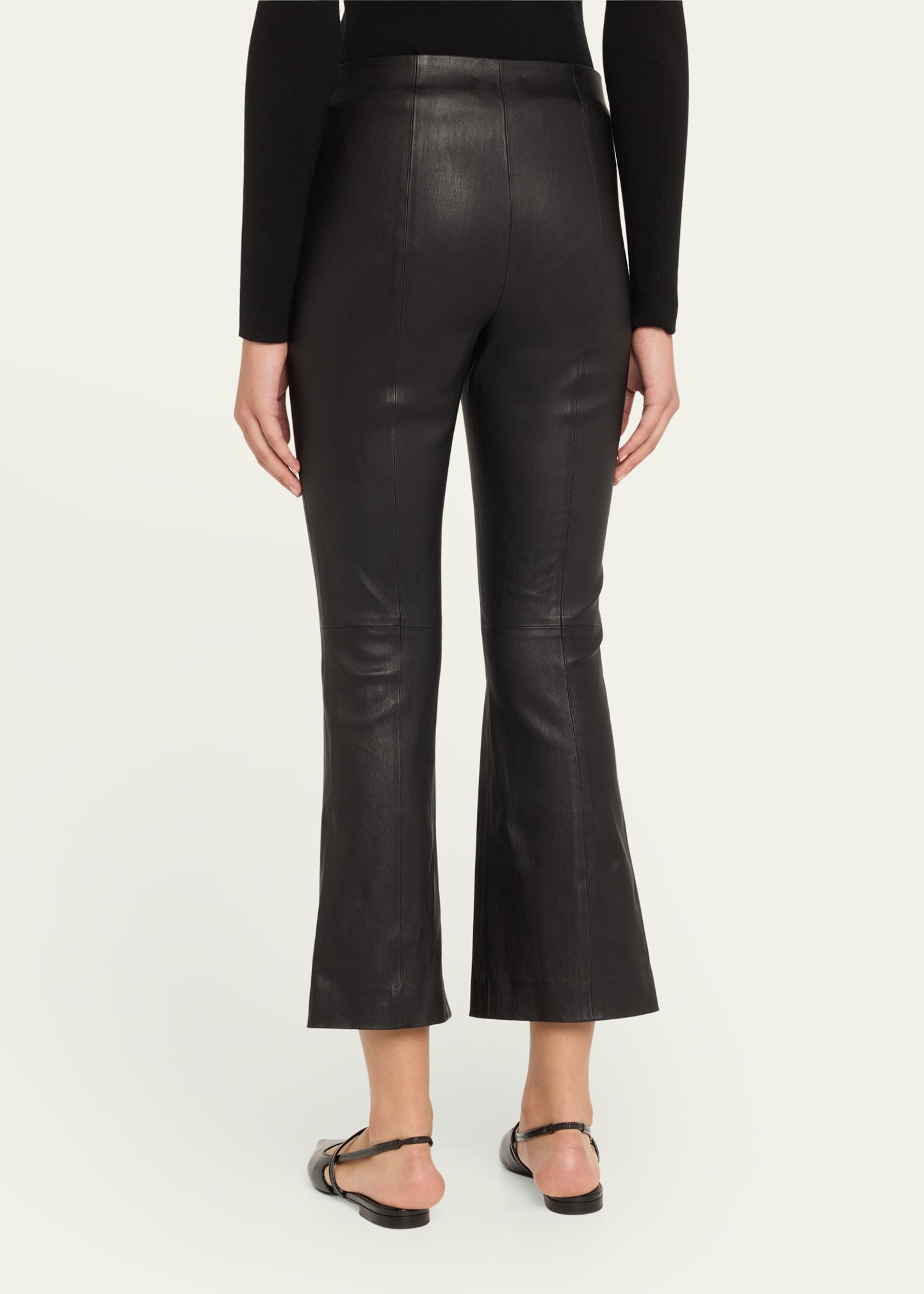 Cropped Flare Leather Pants - 3
