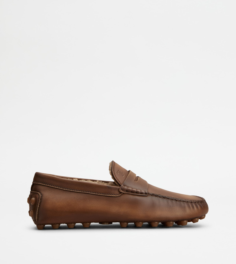 GOMMINO BUBBLE LOAFERS IN LEATHER - BROWN 1