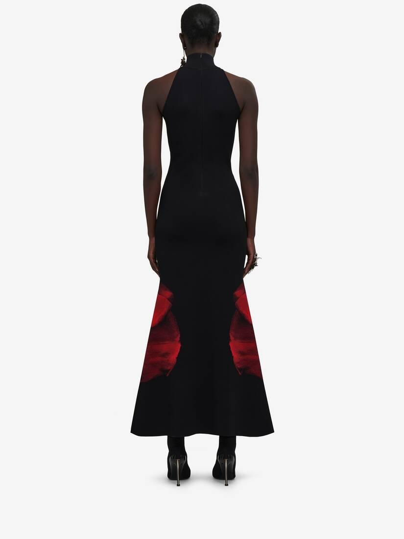 Women's Ethereal Orchid Long Dress in Black/red - 4
