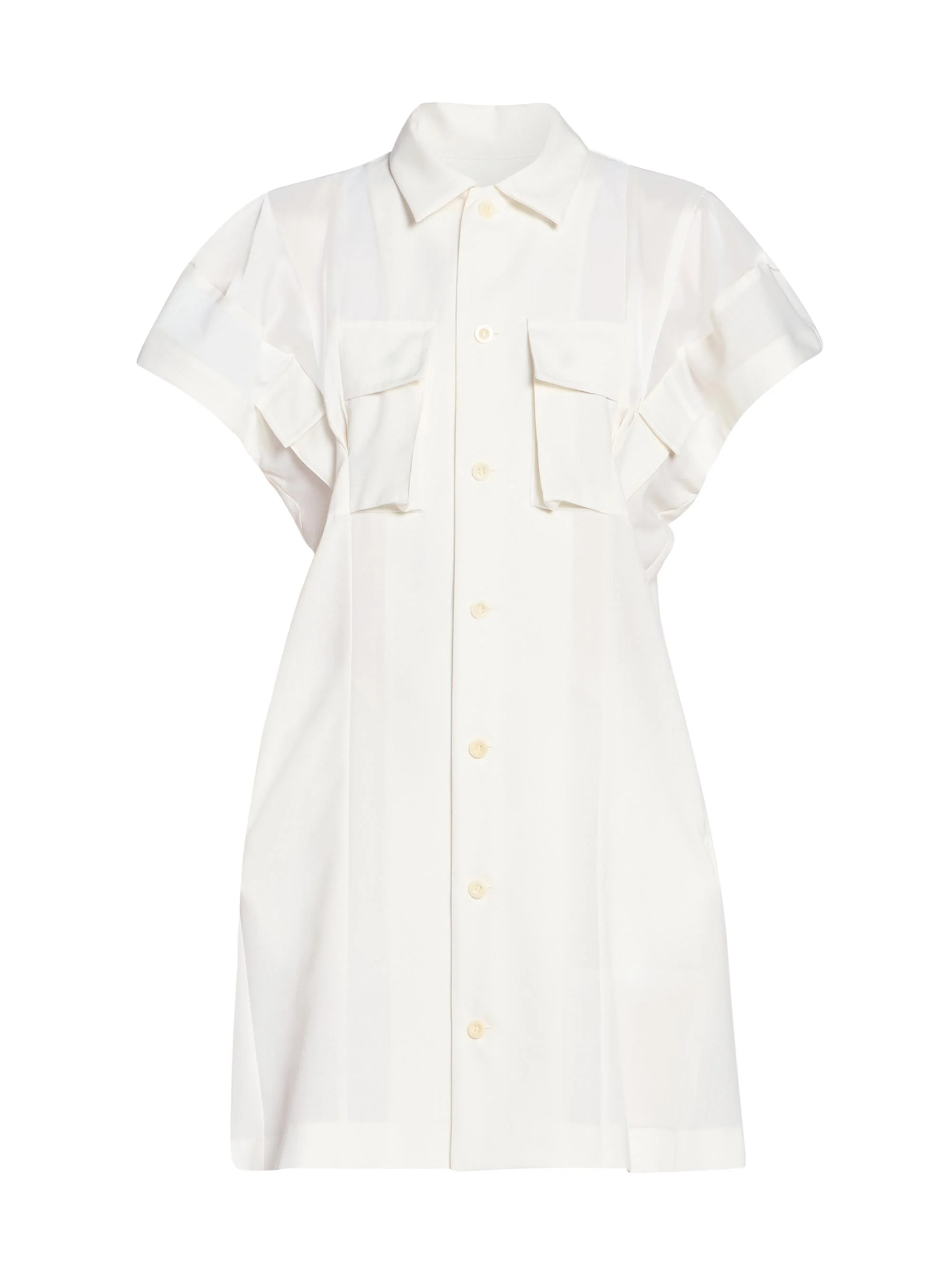 Women's Wool Suiting Shirtdress - Off White - 1