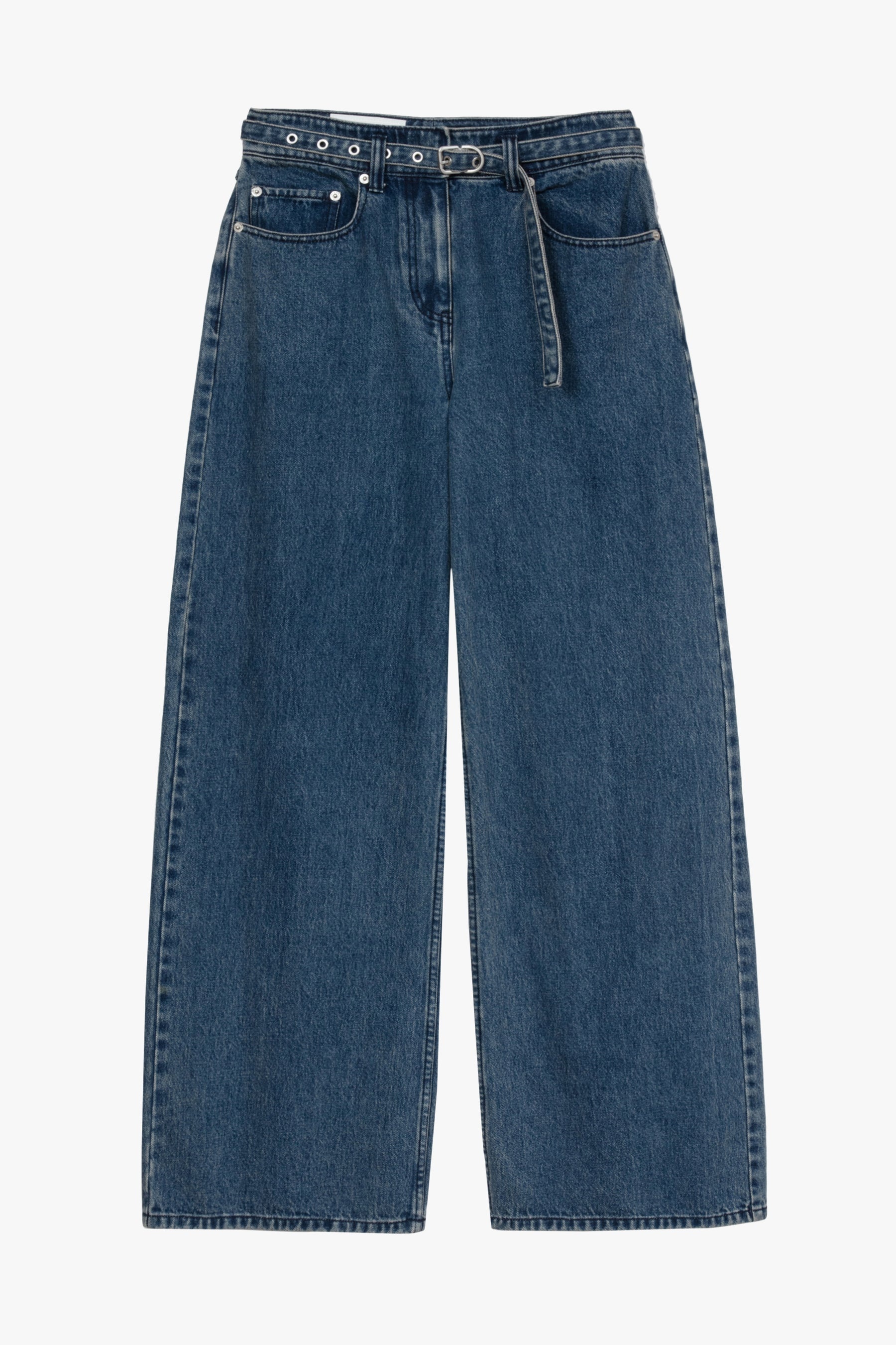 Wide-Leg Belted Jeans - 6