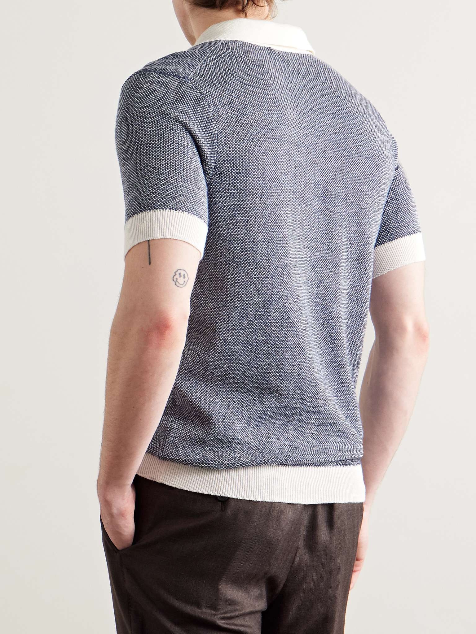 Slim-Fit Birdseye Cotton and Linen-Blend Polo Shirt - 3