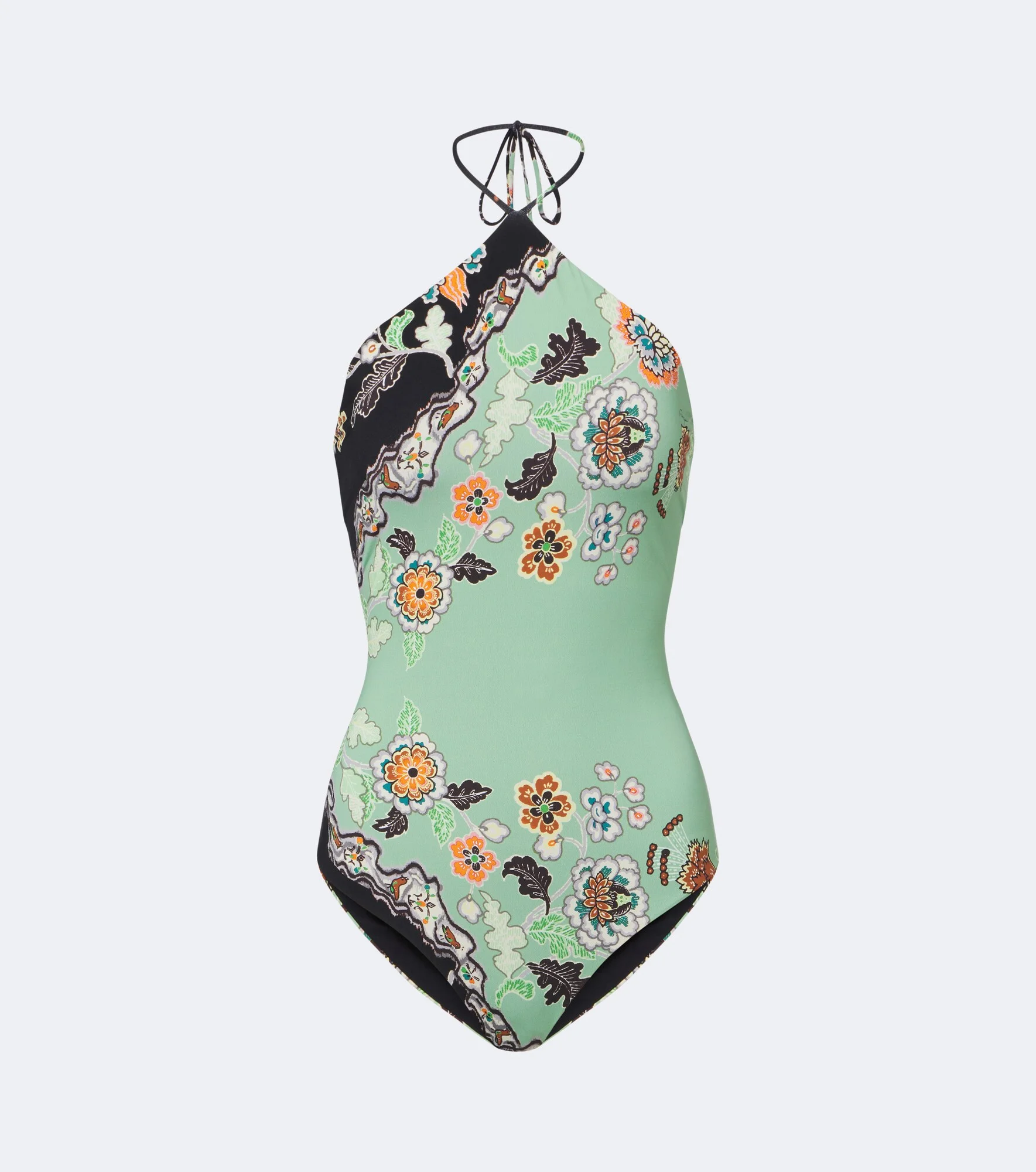 Floral halterneck swimsuit - 1