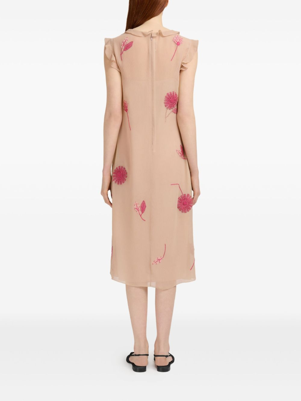 ruffled floral-embroidered dress - 4