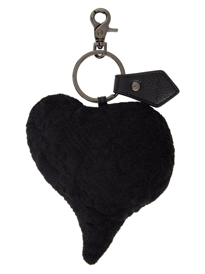 Vivienne Westwood Black Towelling Plush Heart Keychain outlook