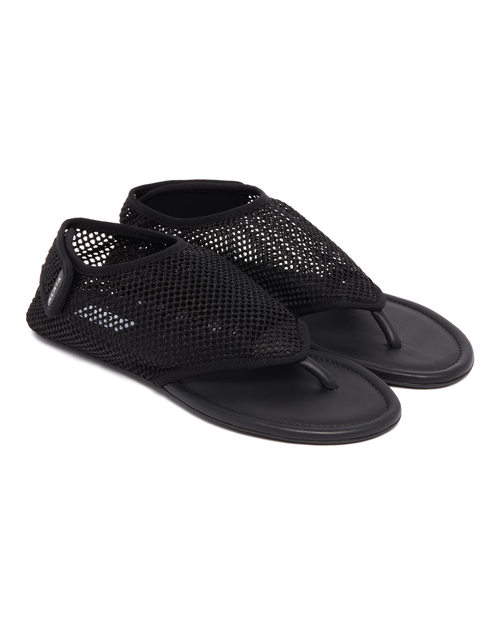 Black Mesh Thong Sandals - 3