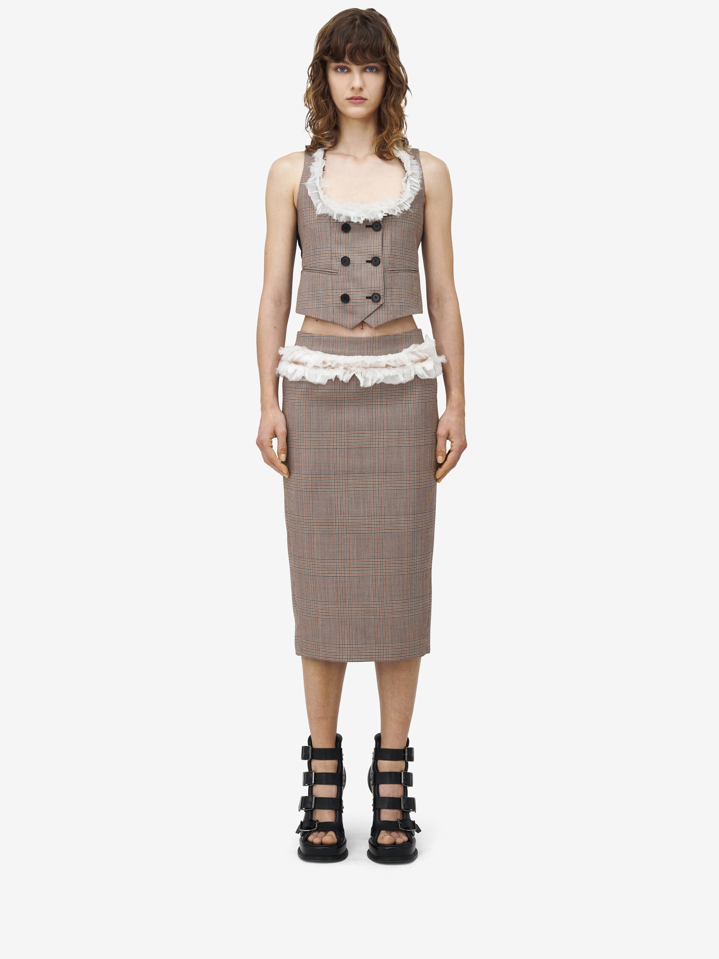 Heritage Check Slashed Buttoned Pencil Skirt - 2