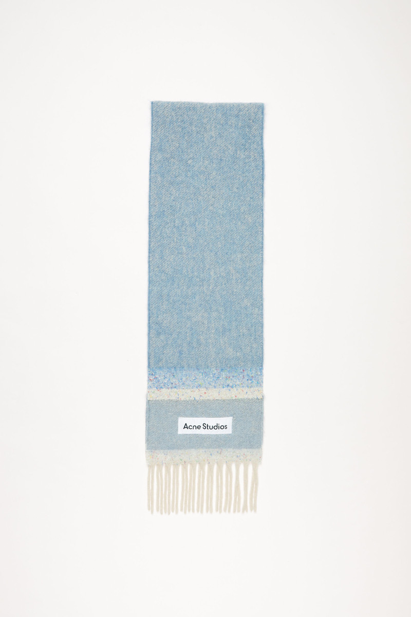 Fringed scarf logo - Denim blue 1