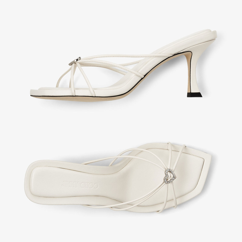 Indiya Mule 70 Latte Nappa Leather Mules with Crystal Hearts 6