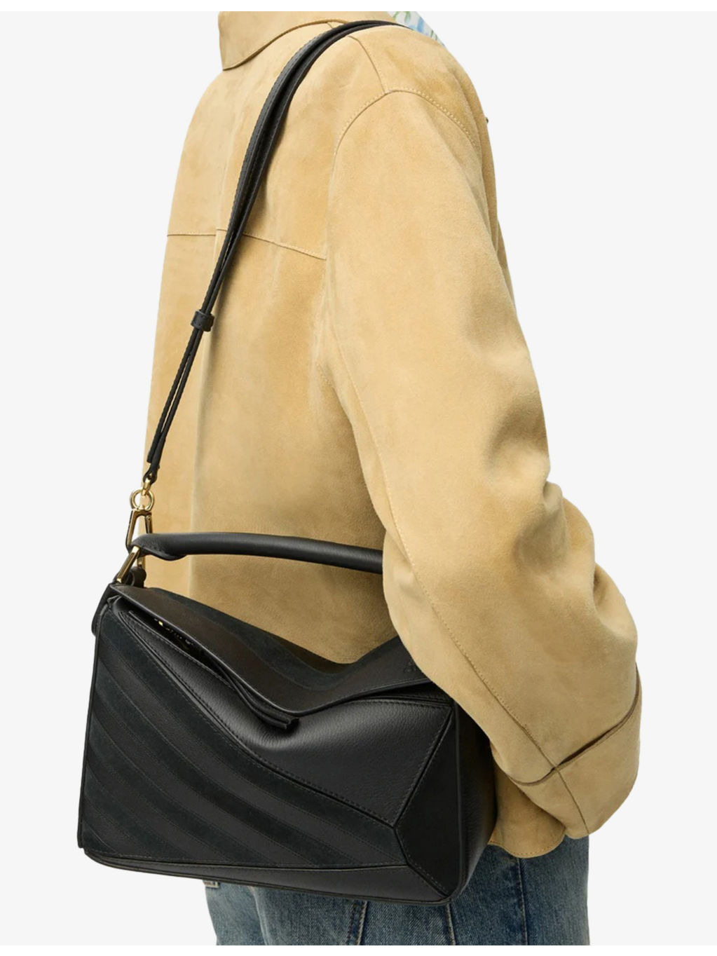 Puzzle Stripes Small Leather Top-Handle Bag - 3